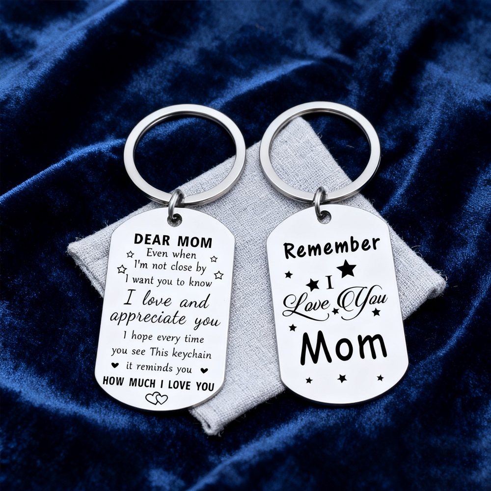 DEAR MOM Dual-Steel Keychain Set – Mother’s Day Gift for Mom