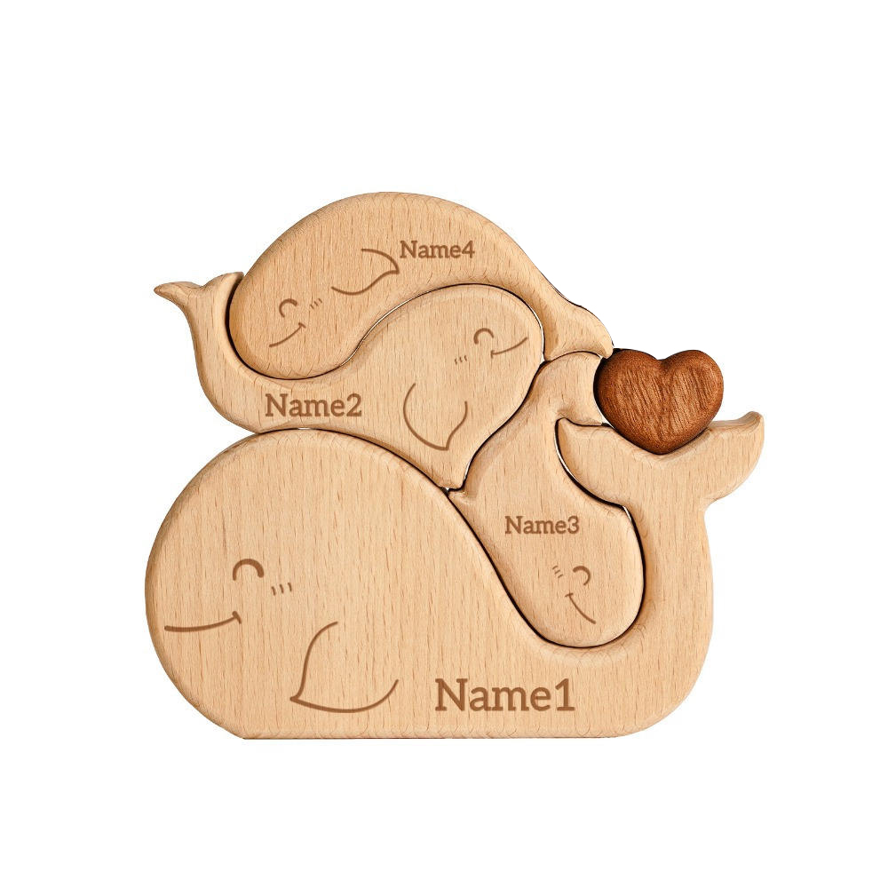 Wooden jigsaw puzzle home decor, wooden art whale family jigsaw puzzle, animal jigsaw puzzle toy, family keepsake ornament - Birthday gift for family members.-TailorAura