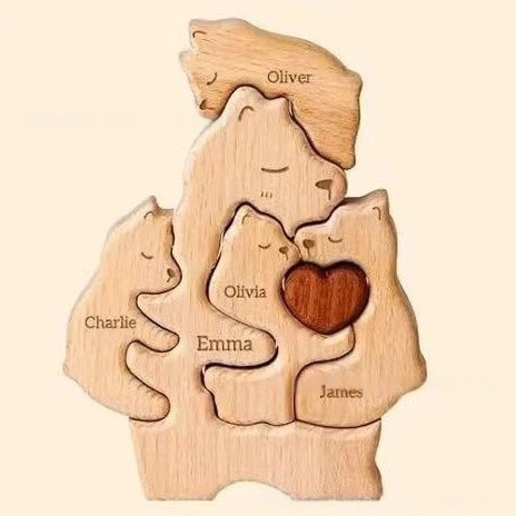 Wooden teddy bear puzzle set for Mother's Day and Father's Day, a family keepsake-Birthday Gift for family members.-TailorAura