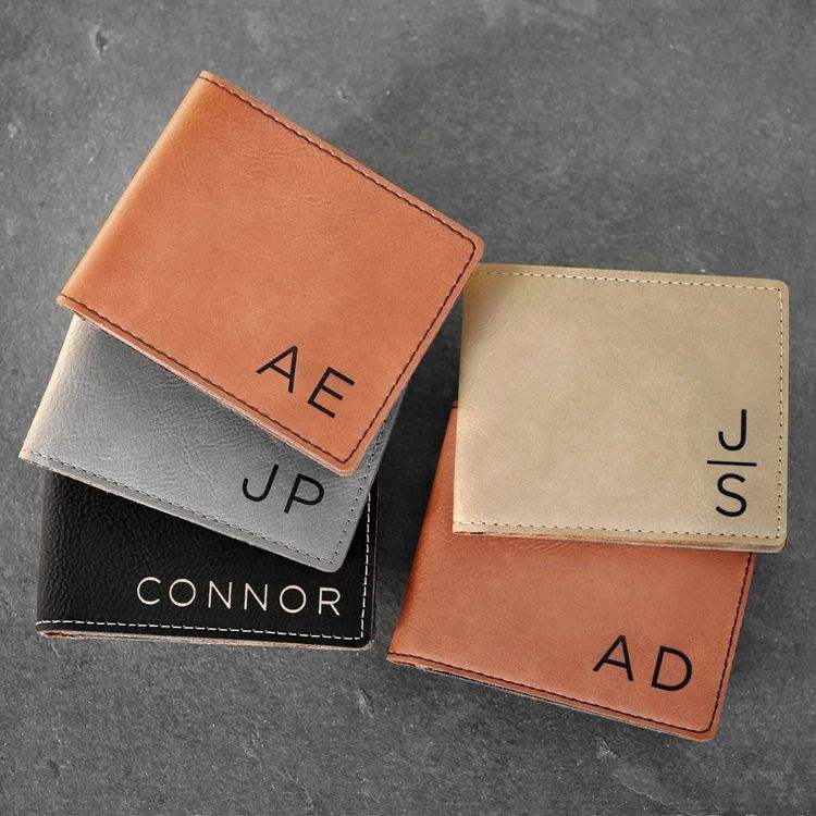 Personalized custom leather wallet, ultra-thin multi-functional card holder wallet, artificial leather laser engraving wallet-Gift For Dad