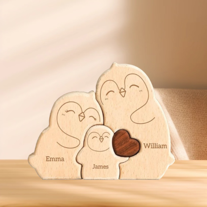 Family of Pinguin - Custom Family Gifts | Wooden Puzzle