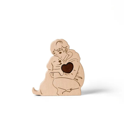 Personalized Gift Wooden Girl and Dog Puzzle Set - Christmas Party Gift, Home Decor, Family Keepsake - Birthday Gift for Family Members