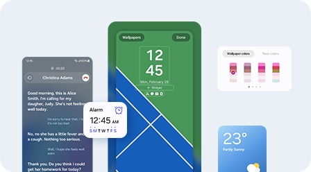 Egy okostelefon el&ouml;lről l&aacute;that&oacute;, a z&aacute;rol&aacute;si k&eacute;pernyő be&aacute;ll&iacute;t&aacute;saival. Az &eacute;lő ford&iacute;t&aacute;s, &eacute;bresztő, időj&aacute;r&aacute;s &eacute;s sz&iacute;npaletta be&aacute;ll&iacute;t&aacute;sok l&aacute;that&oacute;k.