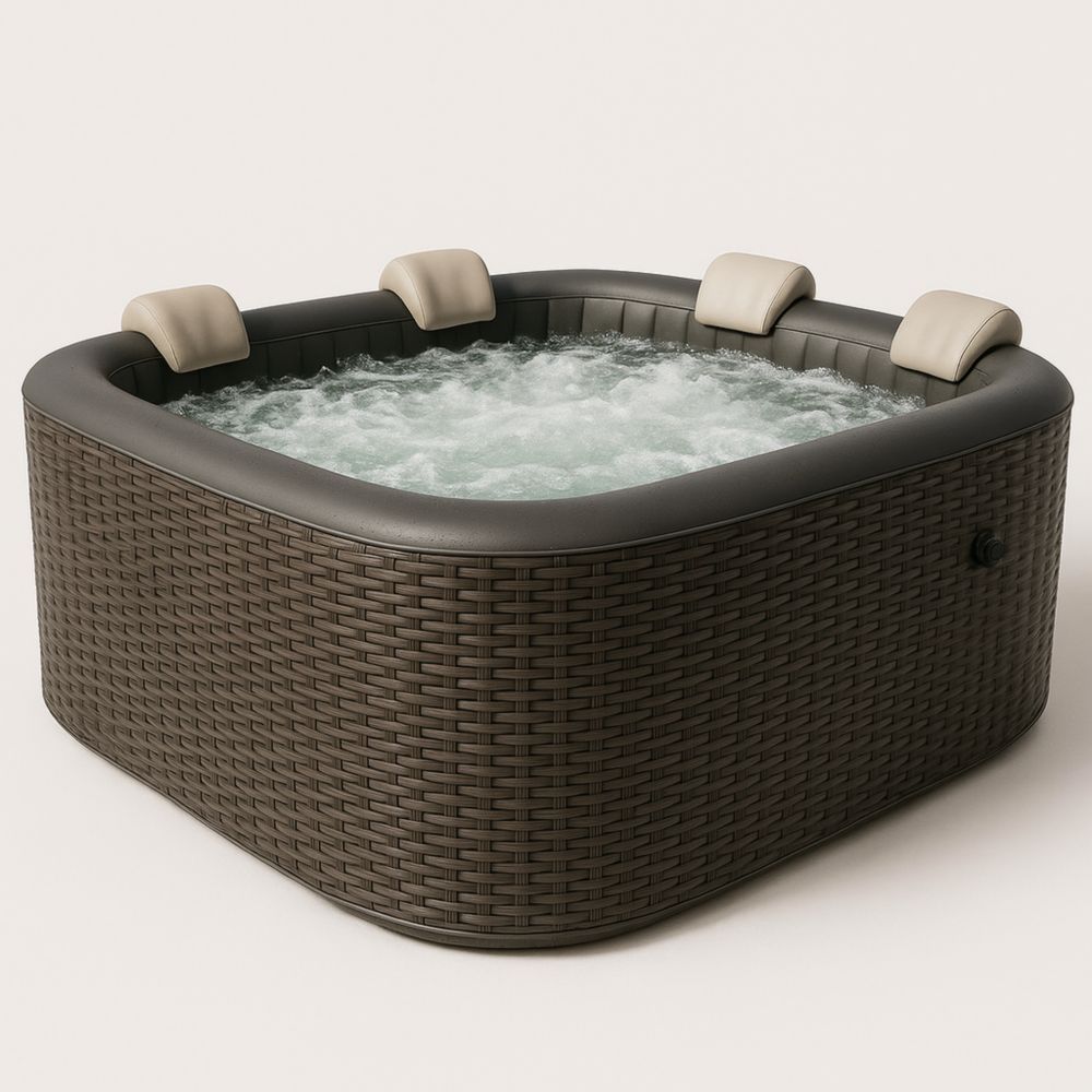 Aufblasbarer Whirlpool quadratisch Braun Polyethylen 185x185x65cm-Runecasa