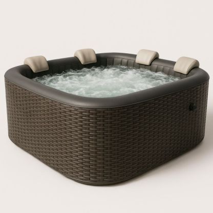 Aufblasbarer Whirlpool quadratisch Braun Polyethylen 185x185x65cm-Runecasa
