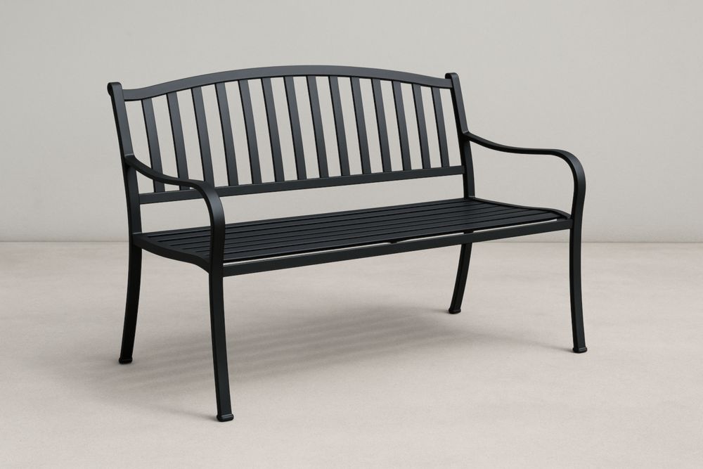 Gartenbank Metall Schwarz 2-Sitzer-Runecasa