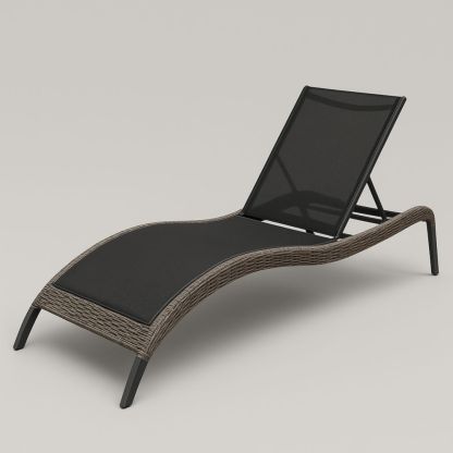 Gartenliege mit Liegefläche Textilene Schwarz Gestell Polyrattan Braun-Runecasa