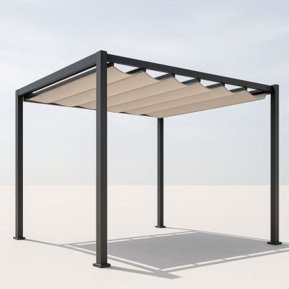Modularer Pavillon Alu Gestell 3x3m Polyesterdach Beige-Runecasa