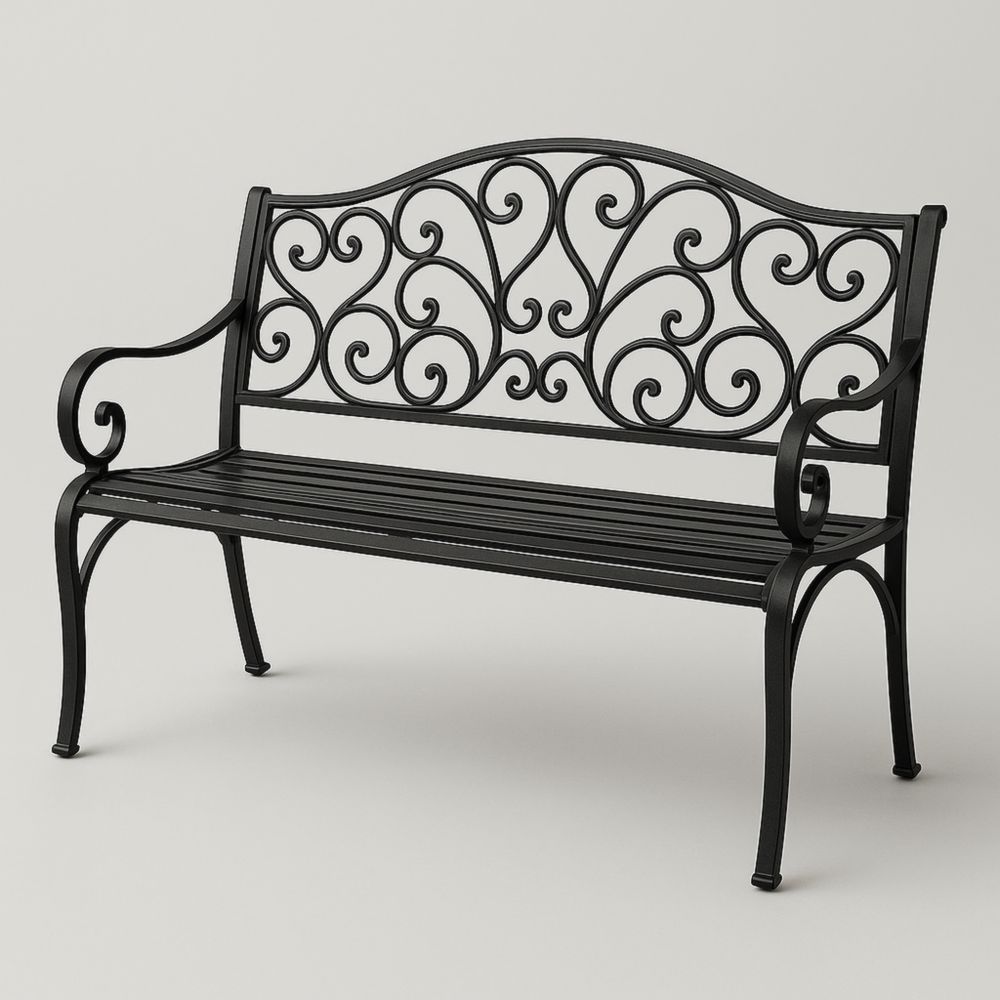 Gartenbank aus Schmiedeeisen Schwarz-Runecasa