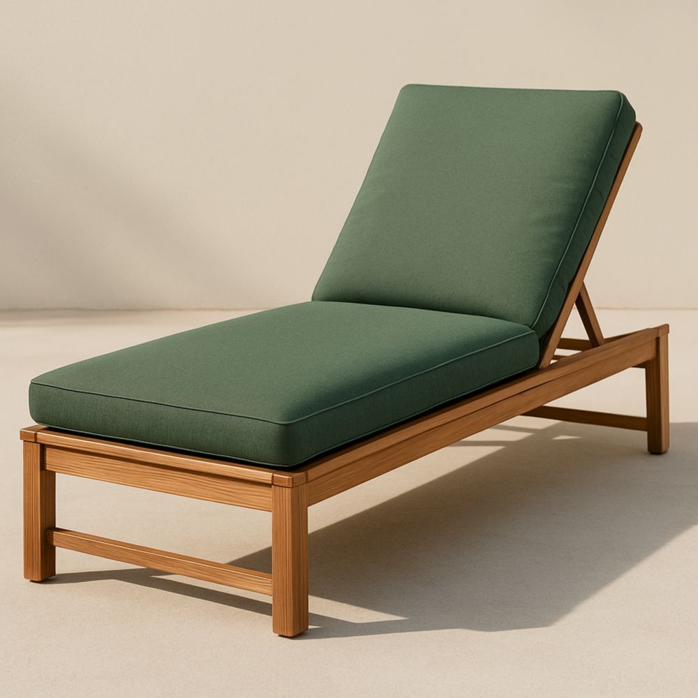 Liegestuhl Holzstruktur Polyesterschaumfüllung Grün-Runecasa