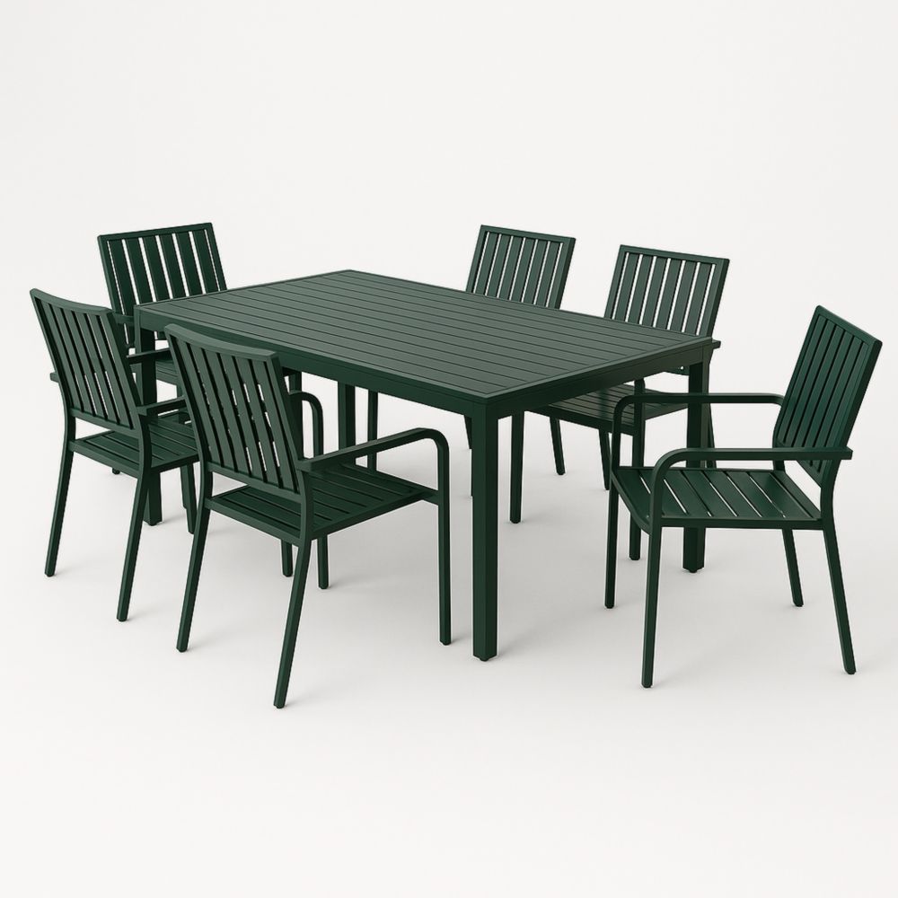 Essgruppe Aluminium Dunkelgrün Rechteckig-Runecasa