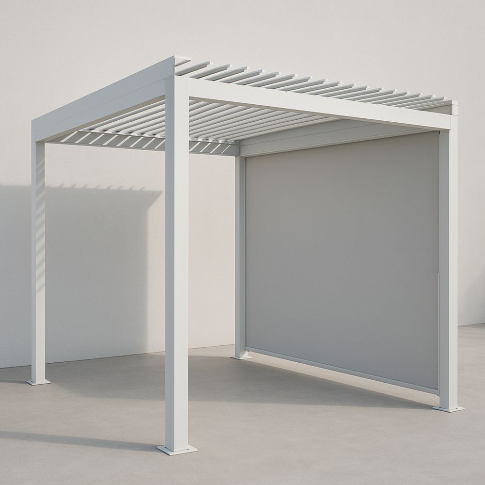 Outdoor Aluminium Pergola mit Lamellendach Weiß 300x300x250cm-Runecasa