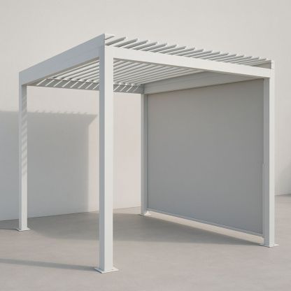 Outdoor Aluminium Pergola mit Lamellendach Weiß 300x300x250cm-Runecasa