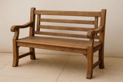 Holzbank Sitzbank Massivholz Braun 120x60x90 cm-Runecasa