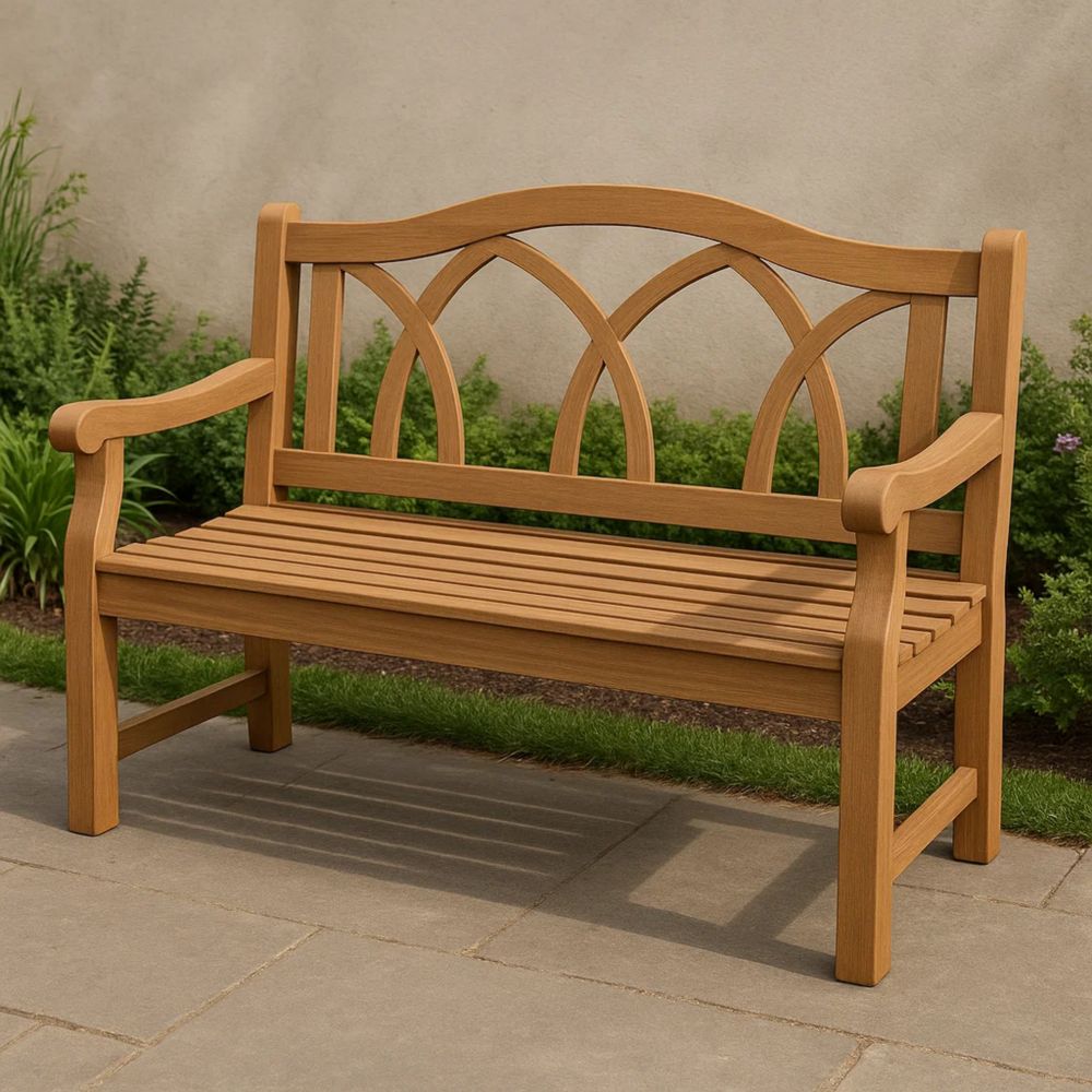 Gartenbank Holz Sitzbank mit Lehne 140x60x90 cm Natur-Runecasa