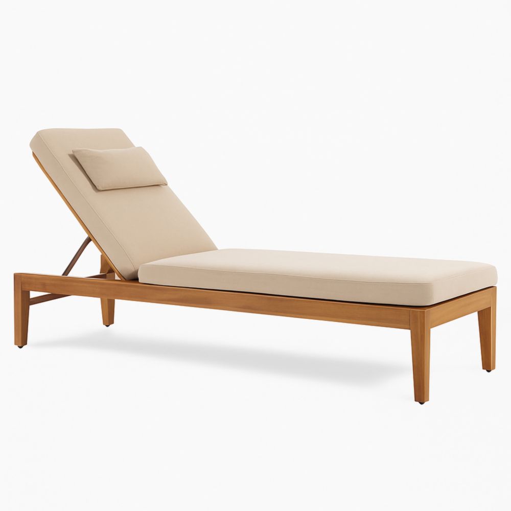 Gartenliege Holz Beige Verstellbar 200x65x40 cm-Runecasa