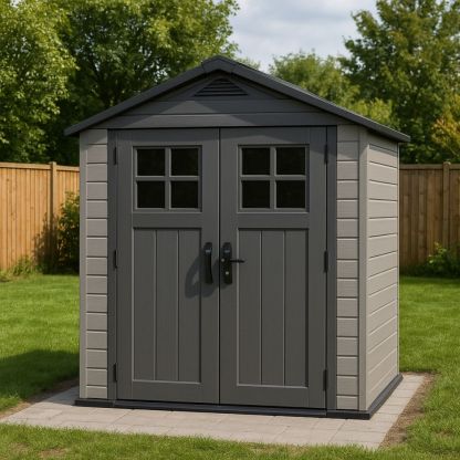 Gartenhaus Kunststoff Grau 185x152x226cm Doppeltür-Runecasa