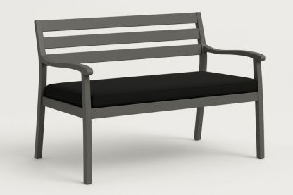 Gartenbank Aluminium Zweiersitz mit Kissen Grau/Schwarz 125x60x85cm-Runecasa