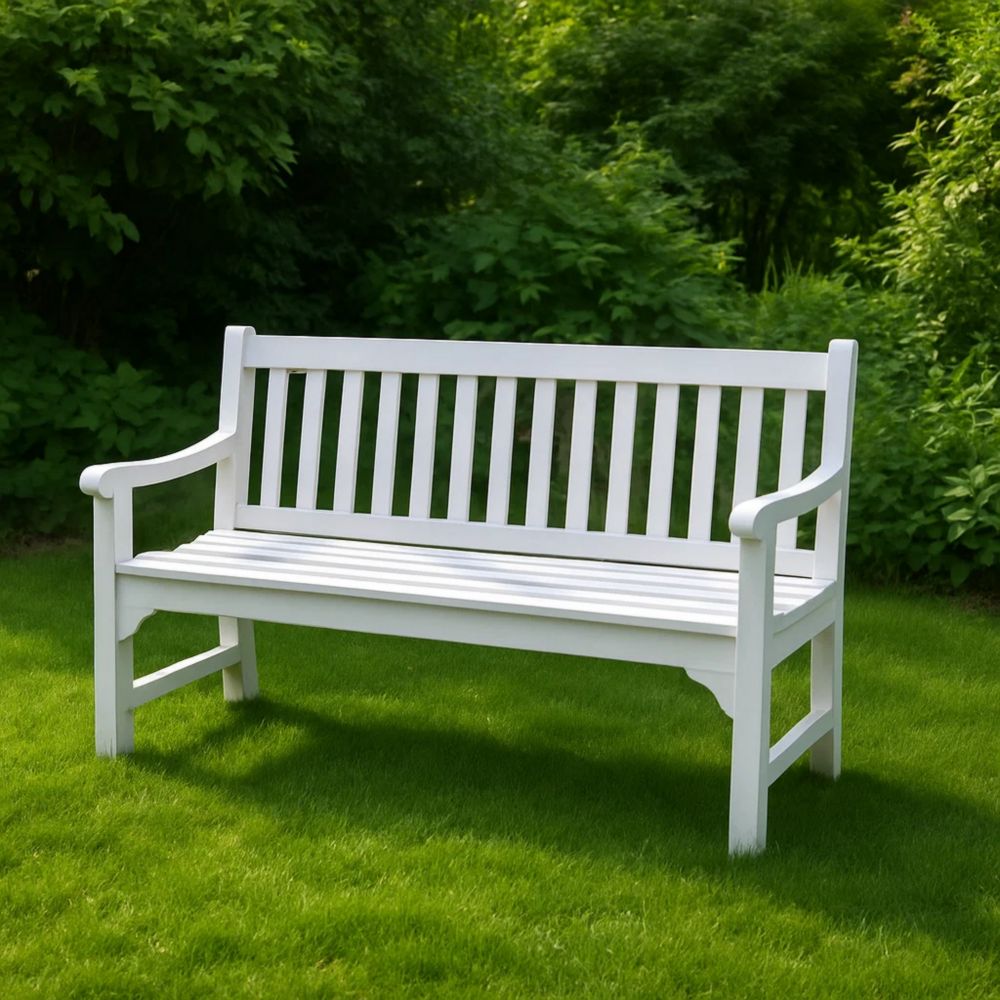 Gartenbank Holz weiß 120x60x90 cm-Runecasa