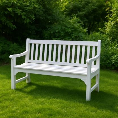 Gartenbank Holz weiß 120x60x90 cm-Runecasa