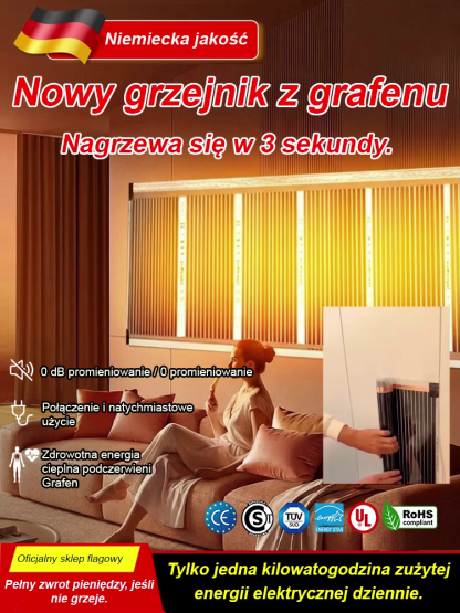 Ścienny promiennik podczerwieni z grafenem i strukturą plastra miodu