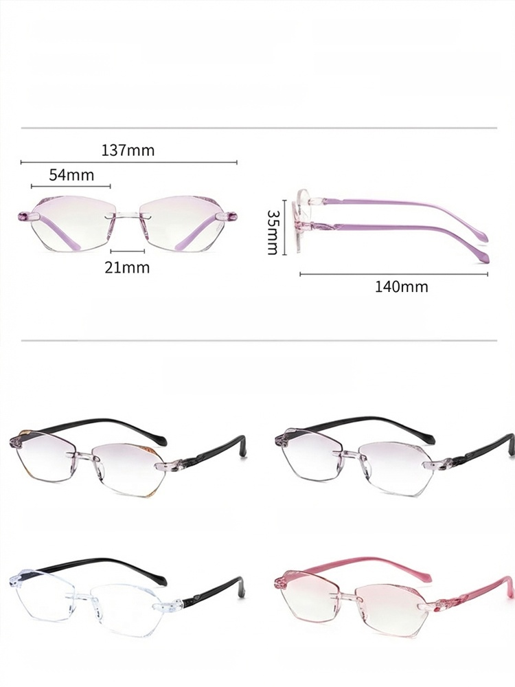 Ultralekkie inteligentne okulary do czytania z diamentowym wykończeniem i regulowanym zoomem