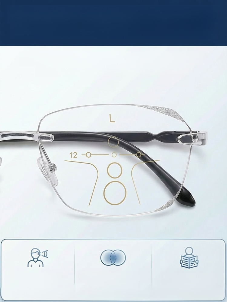 Ultralekkie inteligentne okulary do czytania z diamentowym wykończeniem i regulowanym zoomem