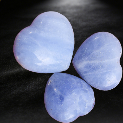 Natural Celestite Crystal Heart Palm Stone, Fidget Polished Handheld Worry Stone | Gemstone Spiritual Healing Stone Meaning