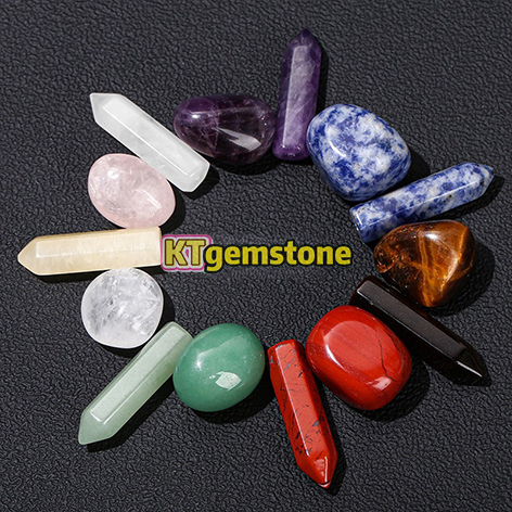 Natural Rainbow Crystal Gift Box – Tumbled Stones & Double-Terminated Crystal Points | Gemstone Spiritual Healing Stone Meaning