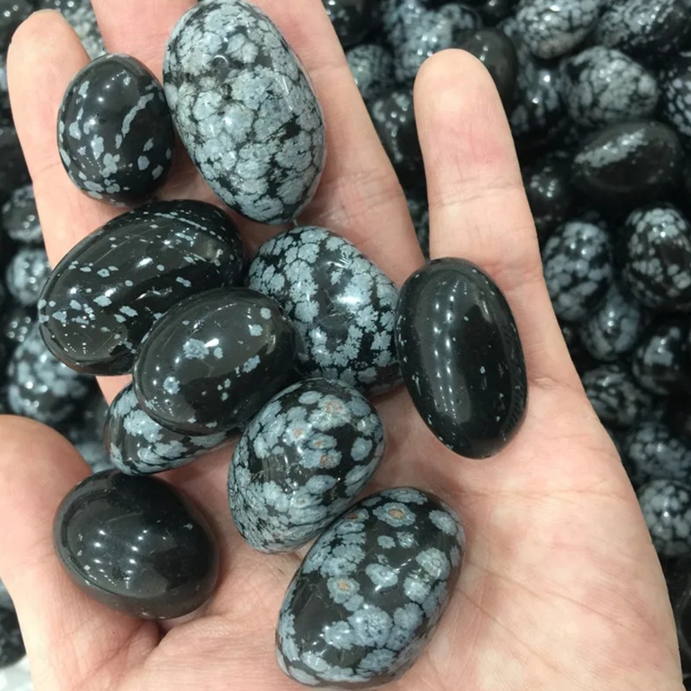 Natural Large Snowflake Obsidian Tumbled Stones,  Bulk Polished gemstone for Healing & Energy Cleansing | Crystal Spiritual Healing Stone Meaning