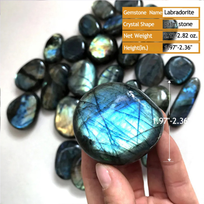 Natural Labradorite palm gemstone Crystals Spiritual Healing Stone Meaning