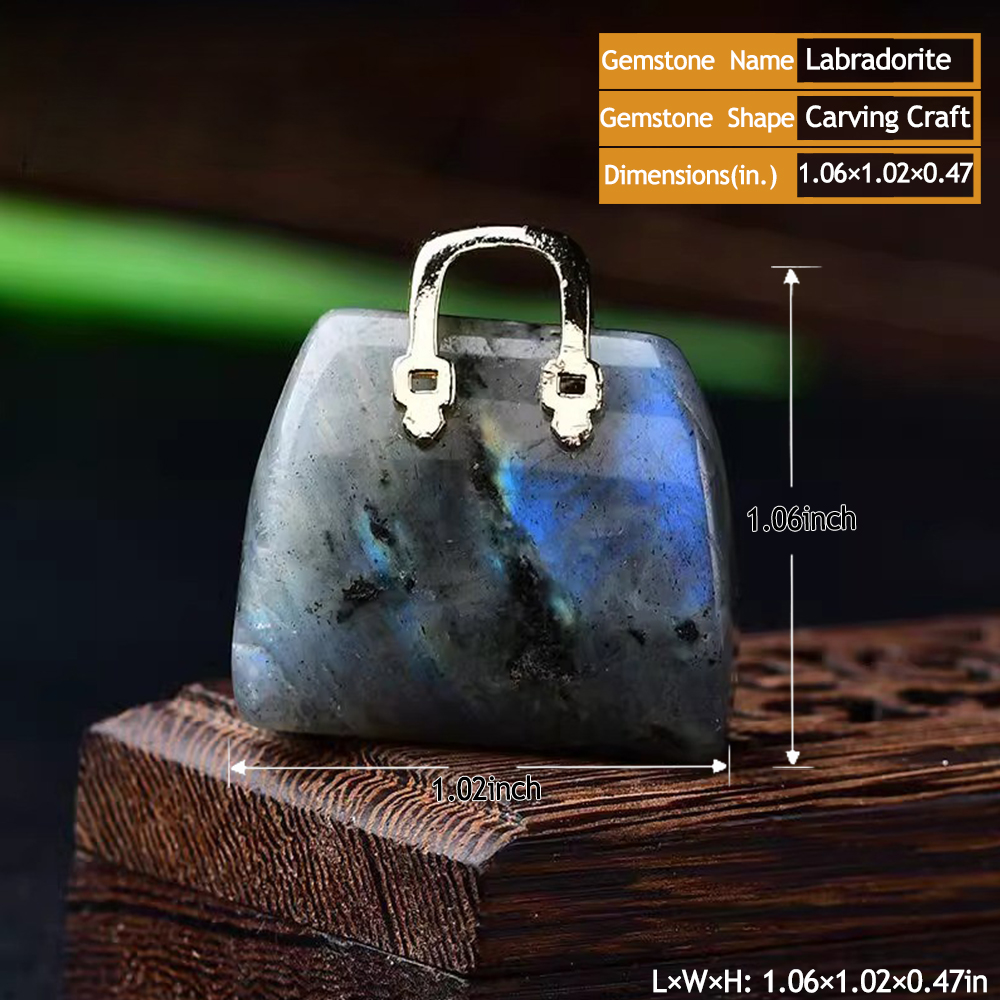 Natural Crystal Stone Handbag-Shaped Carving Craft · Polished DIY Pendant | Gemstones Spiritual Healing Stone Meaning