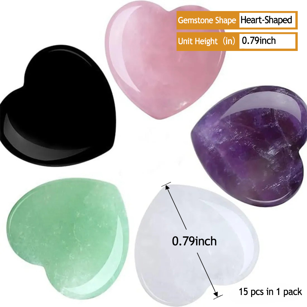 Natural Assorted Raw Crystal Heart-Shaped Gemstone Set · Healing Decor Gift Collection | Crystals Spiritual Healing Stone Meaning