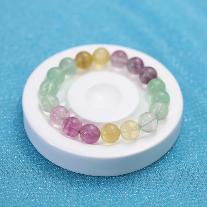 The Rainbow Fluorite Bracelet 6 to 16 mm ,Gemstone Round Beads Stretch Bracelet Beads, ,Natural Healing Stone,Gift For Women