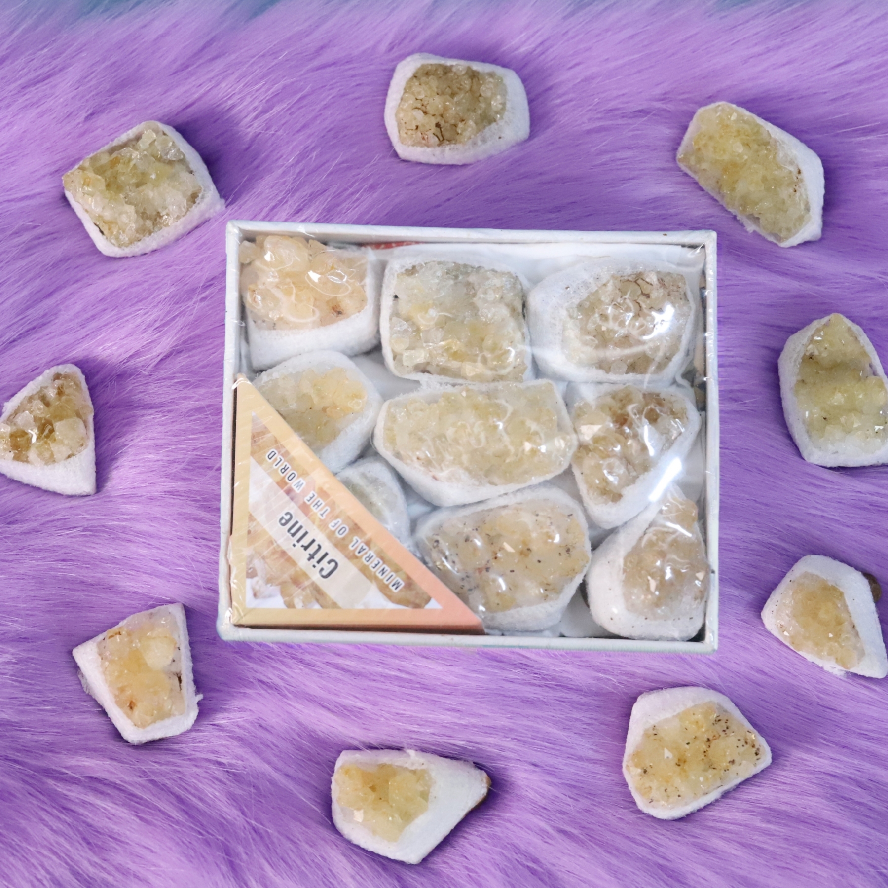 9in1 Citrine gemstone raw stone boxack hsjz001