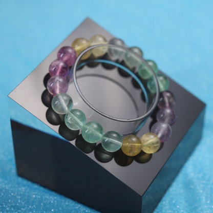 The Rainbow Fluorite Bracelet 6 to 16 mm ,Gemstone Round Beads Stretch Bracelet Beads, ,Natural Healing Stone,Gift For Women