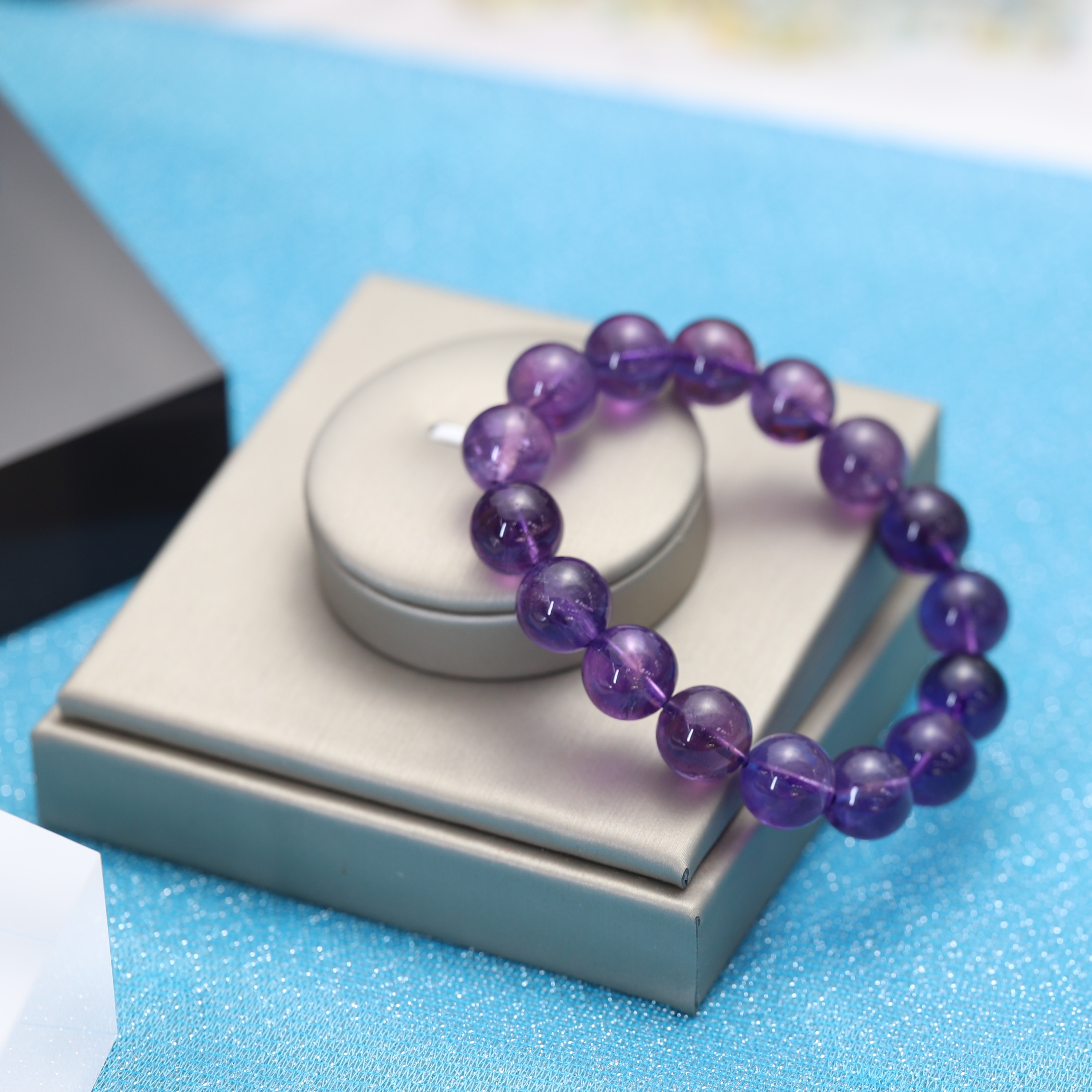 Amethyst Bracelet 6 to 20 mm ,Gemstone Round Beads Stretch Bracelet Beads, ,Natural Healing Stone,Gift For Women