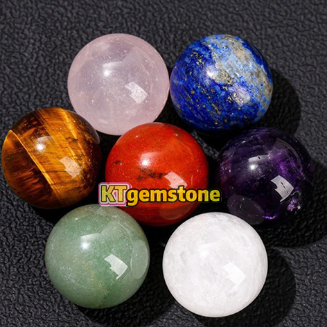 Natural Round Bead Crystal Fengshui Seven-Star Array Rainbow Stone Set with Wooden Board for Meditation Reiki | Gemstone Spiritual Healing Stone Meaning
