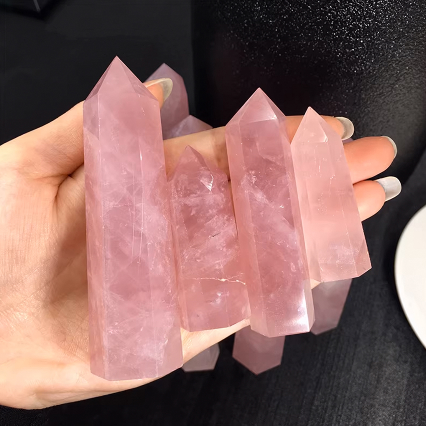Natural Rose Quartz Crystal Tower - Polished Stone Hexagonal Single-Terminated Crystal Obelisk Point | Gemstone Spiritual Healing Stone Meaning
