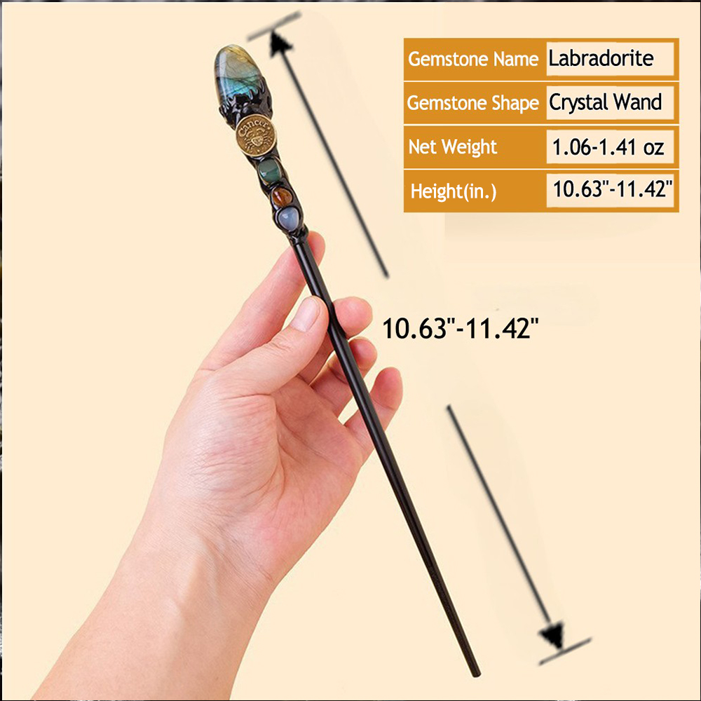 Natural Assorted Crystal Zodiac Magic Wand – Tumbled Stones, Wicca Energy Wand | Gemstone Spiritual Healing Stone Meaning