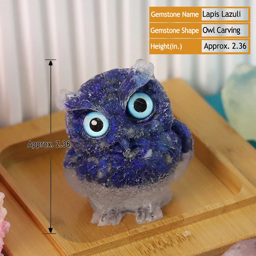 Lapis lazuli  owl animal  carving crystal gemstone stone craft