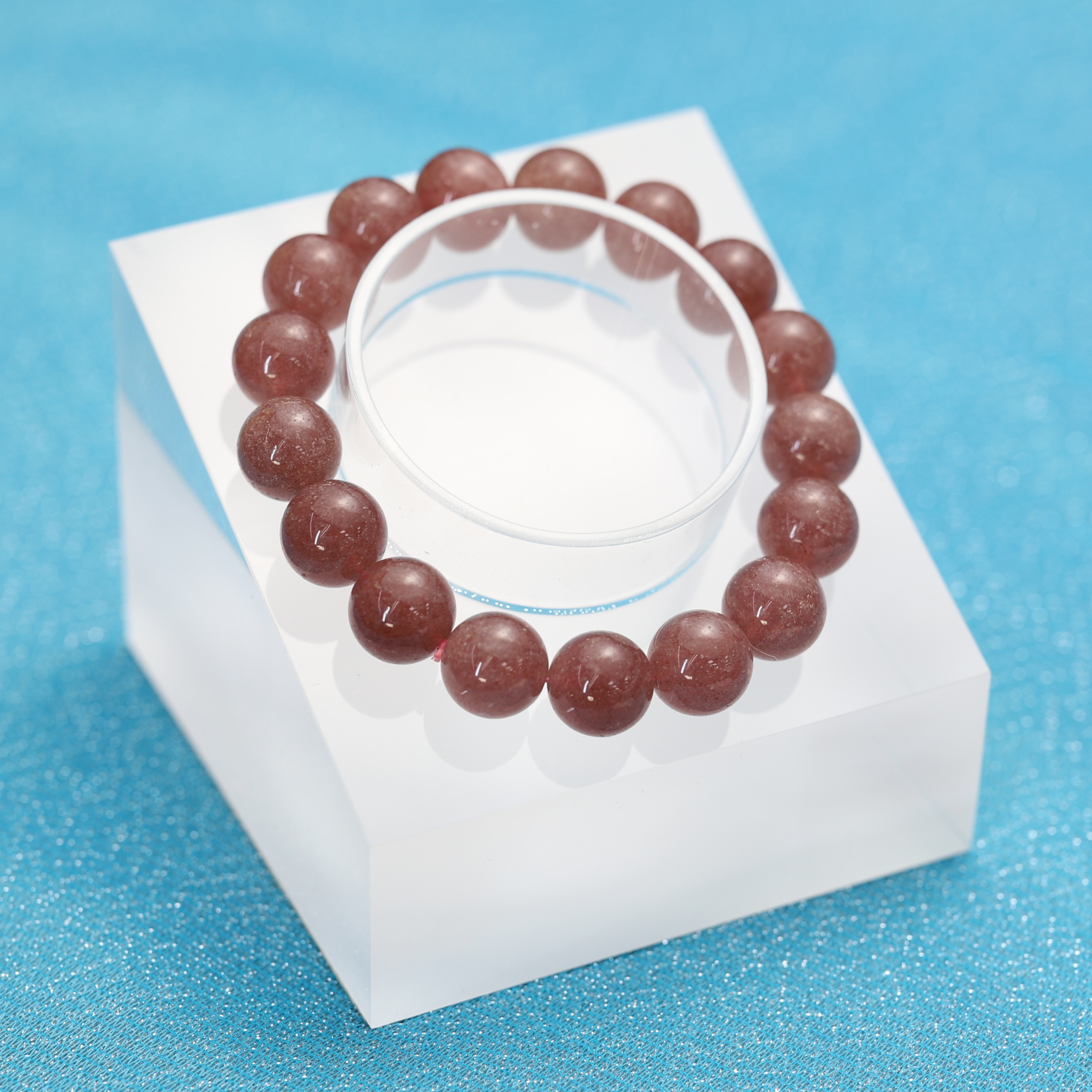 The Strawberry Quartz Bracelet 6 to 16 mm ,Gemstone Round Beads Stretch Bracelet Beads, ,Natural Healing Stone,Gift For Women