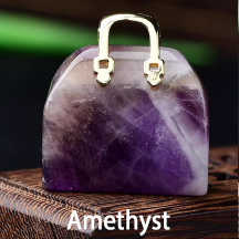 Natural Crystal Handbag-Shaped Carving · Polished Raw Gemstone Decor · DIY Pendant Craft
