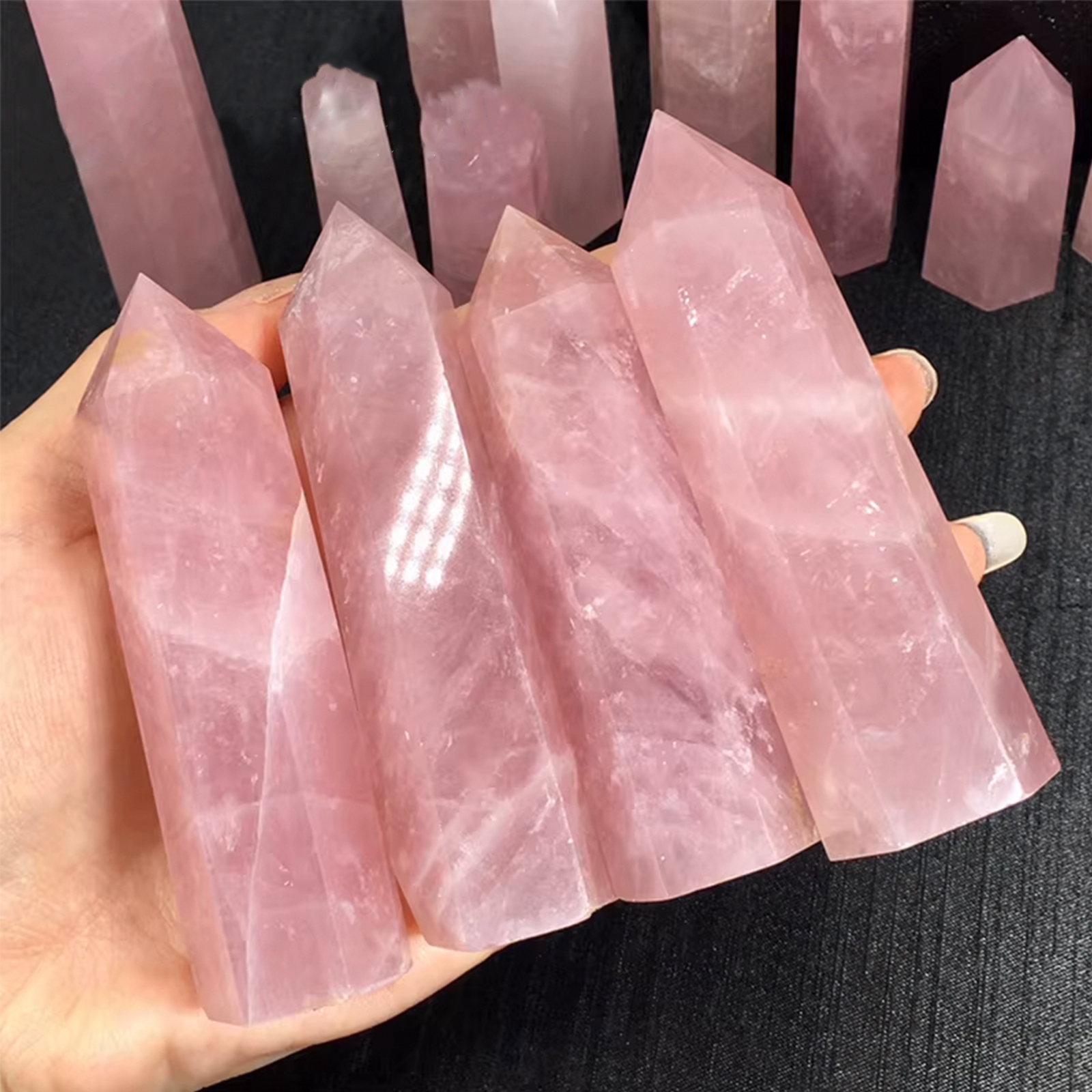Natural Rose Quartz Crystal Tower - Polished Stone Hexagonal Single-Terminated Crystal Obelisk Point | Gemstone Spiritual Healing Stone Meaning