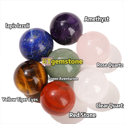 Natural Round Bead Crystal Fengshui Seven-Star Array Rainbow Stone Set with Wooden Board for Meditation Reiki | Gemstone Spiritual Healing Stone Meaning