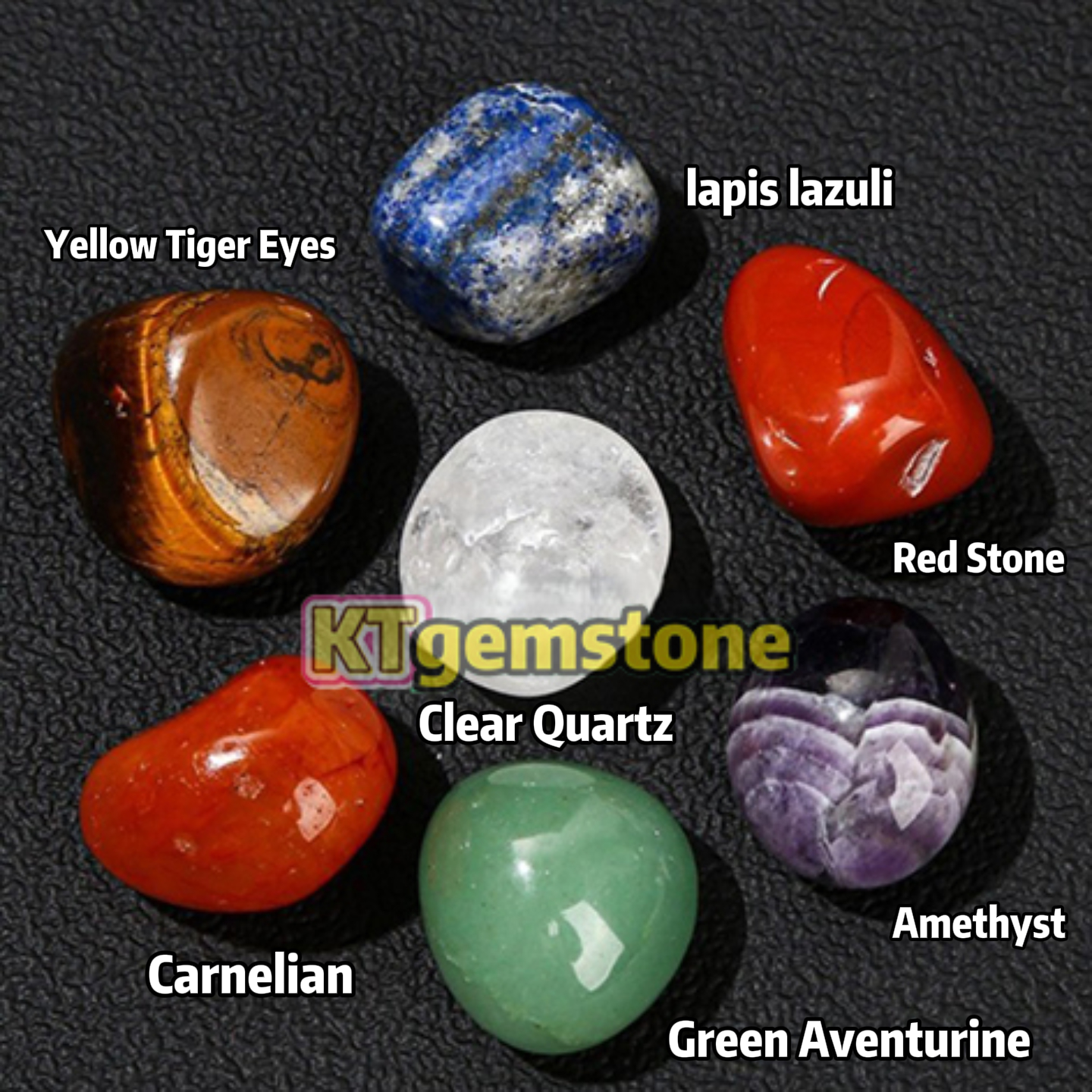 Natural Tumble Stone Fengshui Seven-Star Array Healing Crystal Set with Wooden Board for Meditation Reiki | Gemstone Spiritual Healing Stone Meaning