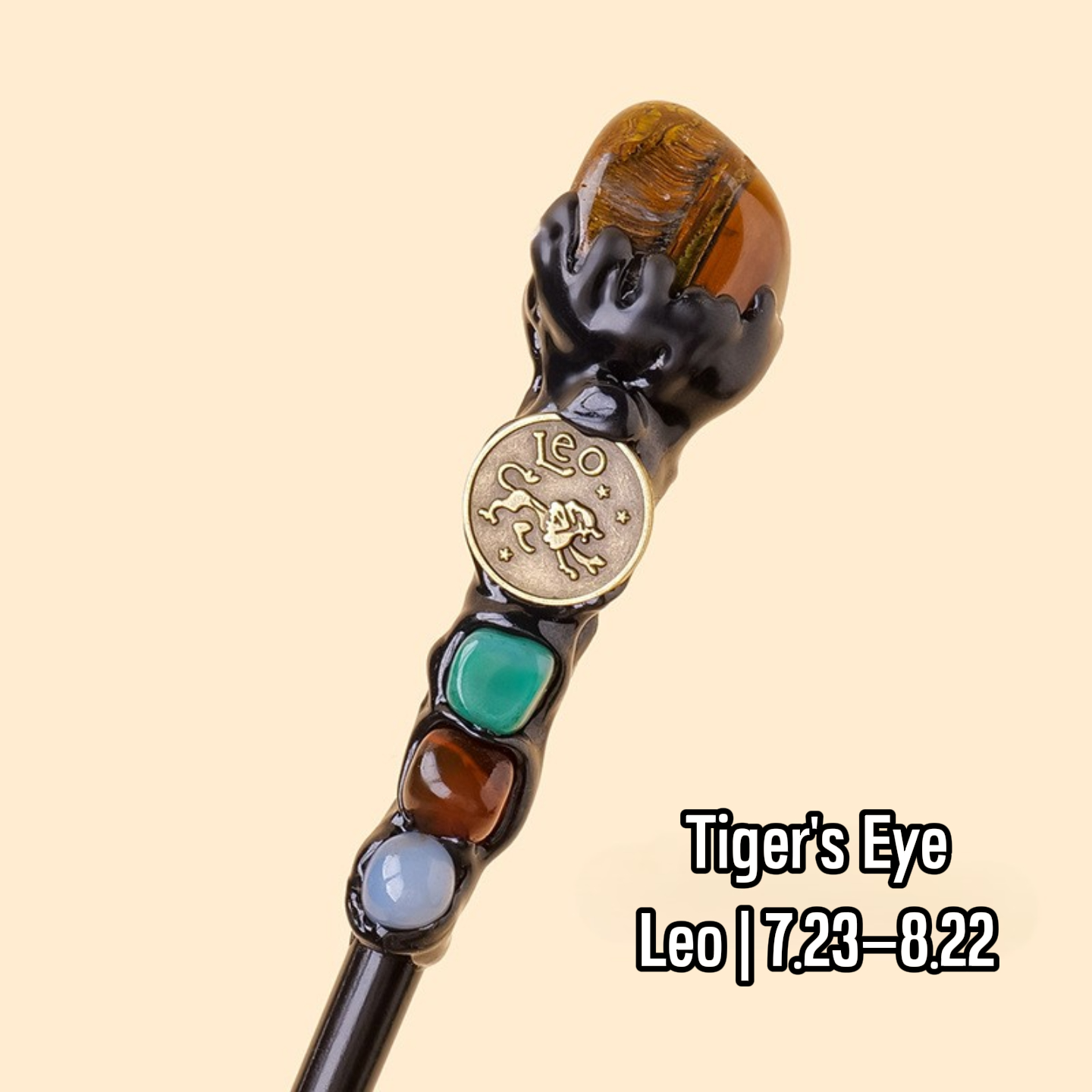 Natural Assorted Crystal Zodiac Magic Wand – Tumbled Stones, Wicca Energy Wand | Gemstone Spiritual Healing Stone Meaning