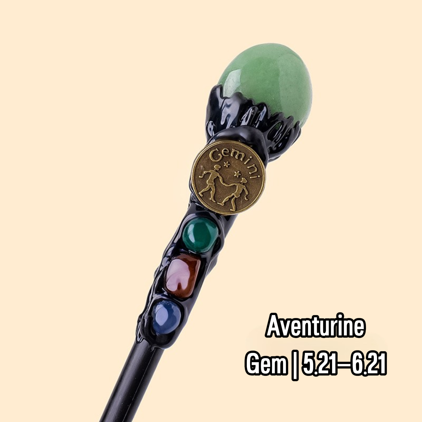 Natural Assorted Crystal Zodiac Magic Wand – Tumbled Stones, Wicca Energy Wand | Gemstone Spiritual Healing Stone Meaning