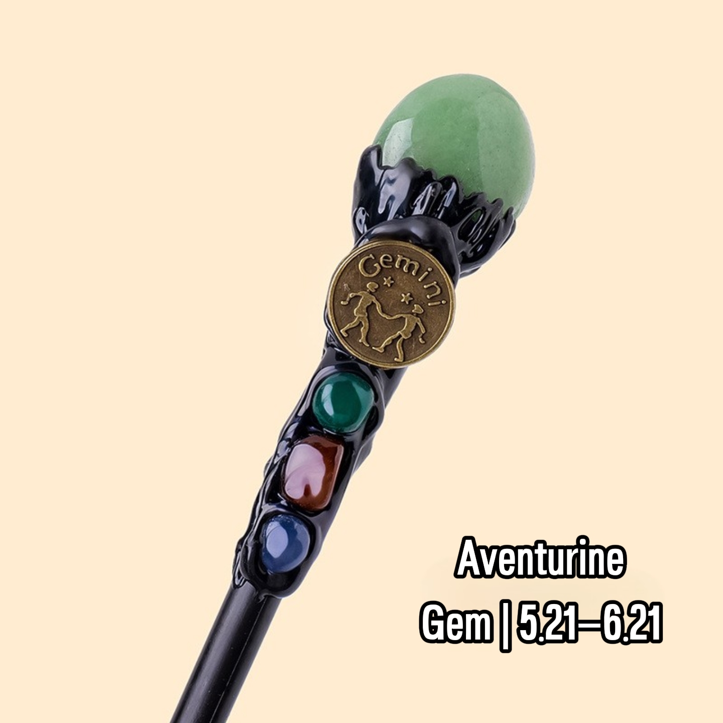 Natural Assorted Crystal Zodiac Magic Wand – Tumbled Stones, Wicca Energy Wand | Gemstone Spiritual Healing Stone Meaning