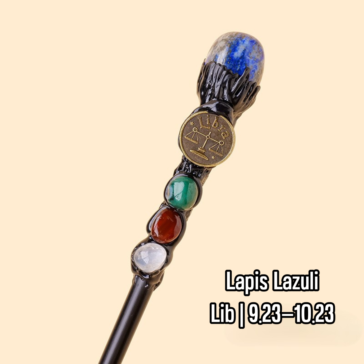 Natural Assorted Crystal Zodiac Magic Wand – Tumbled Stones, Wicca Energy Wand | Gemstone Spiritual Healing Stone Meaning